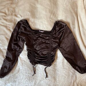 Elegant Brown Ruched Women's Top